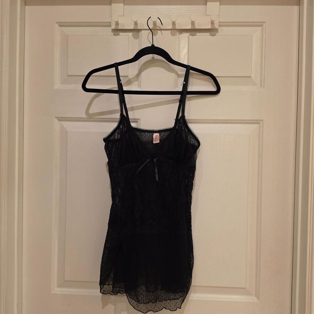 Black Lace Slip Dress - Lingerie